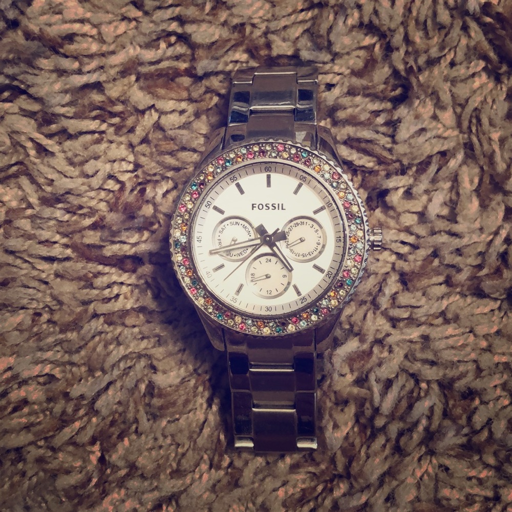Silver Fossil Watch